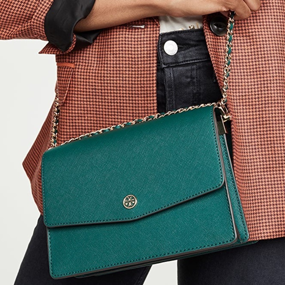 Tory Burch Robinson Convertible Shoulder Bag Green